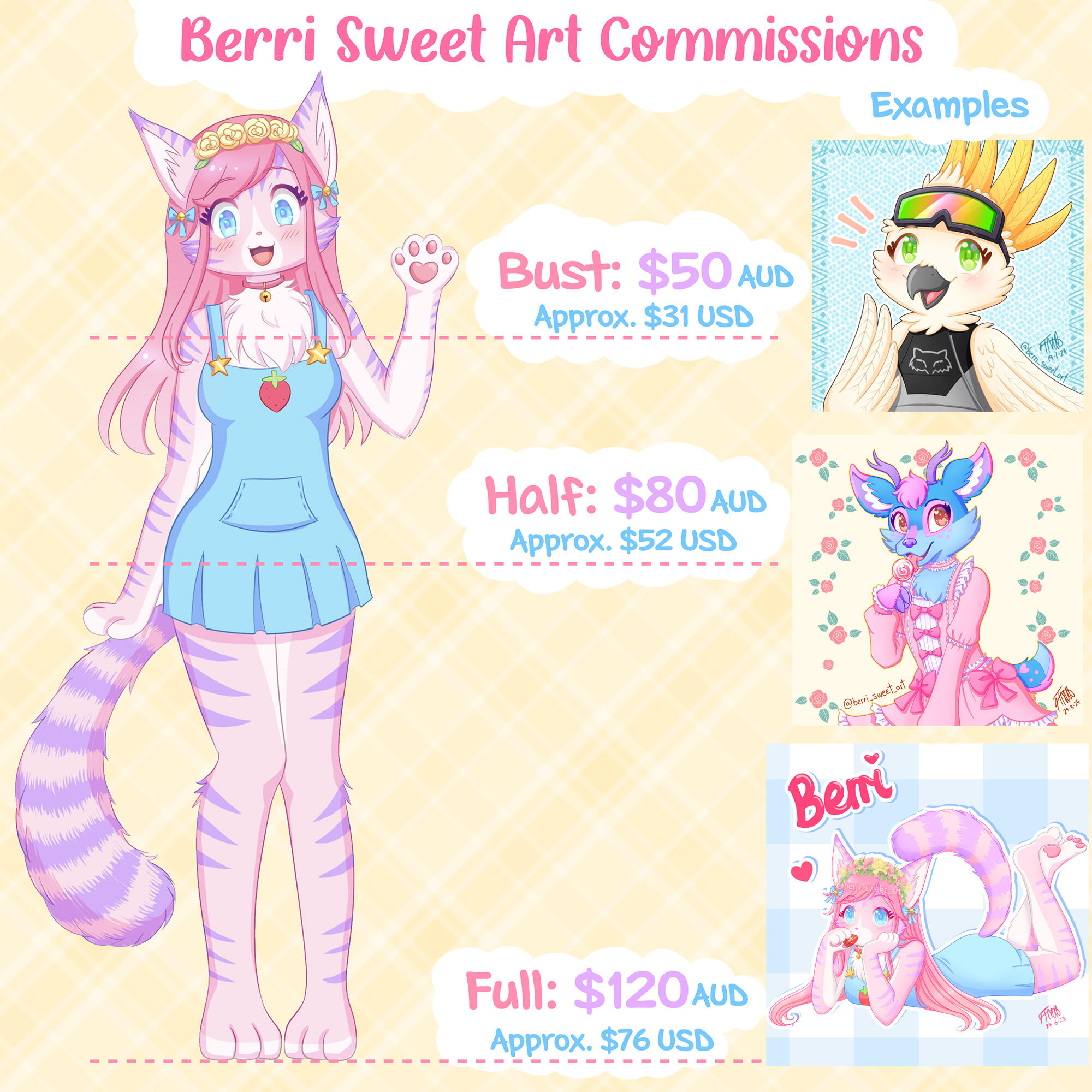 Simple BG included. Complex bg + $30 AUD (approx $20 usd)